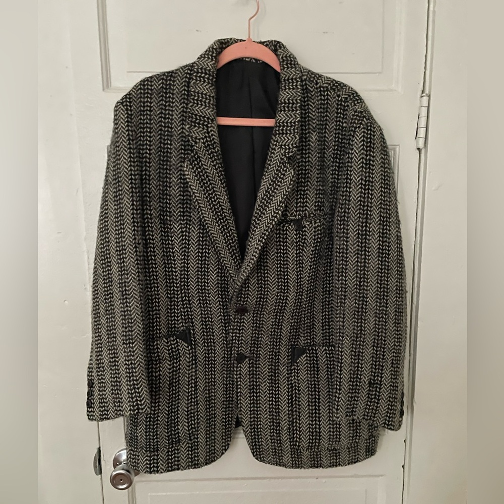 Vintage Grey & Black Herringtooth Blazer
